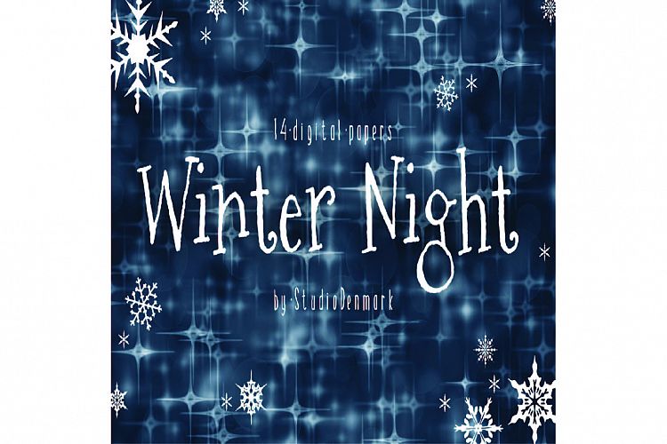 Night Sky Digital Paper - Winter Night Paper Pack