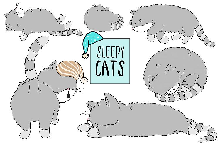 Sleepy Cats CLIP ART