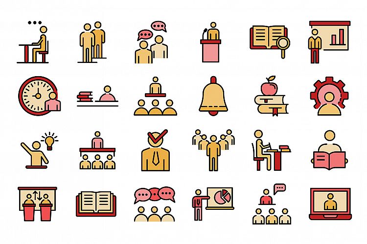 Lecture class icons vector flat example image 1