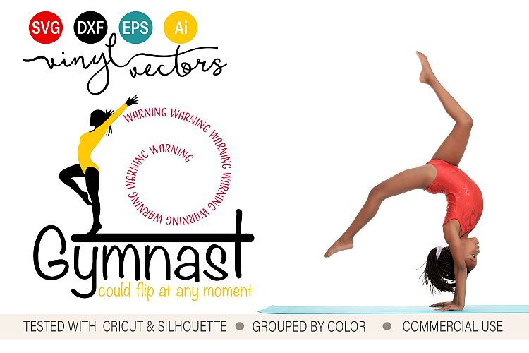 Warning Gymnast could flip at any moment SVG DXF Cut