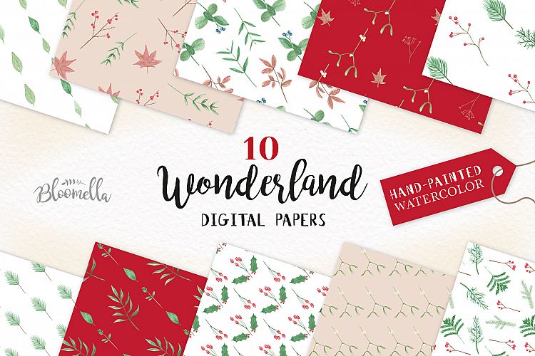 Christmas Holly Festive Red Seamless Patterns Digital Papers
