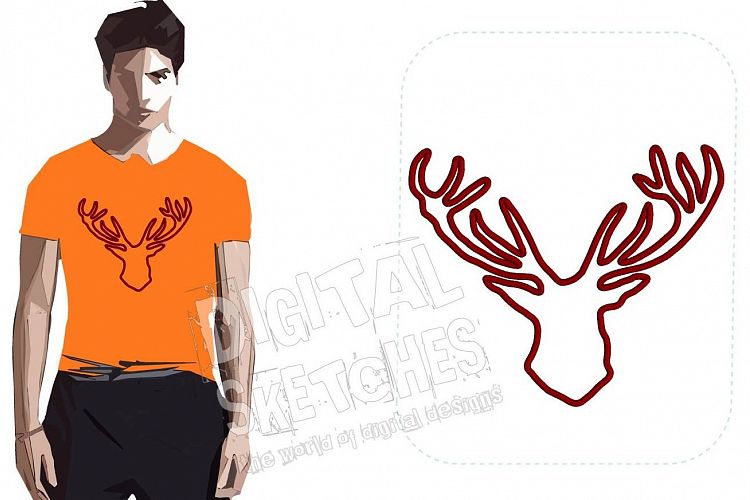 Deer Head Applique Design Machine Embroidery Design 5 Sizes