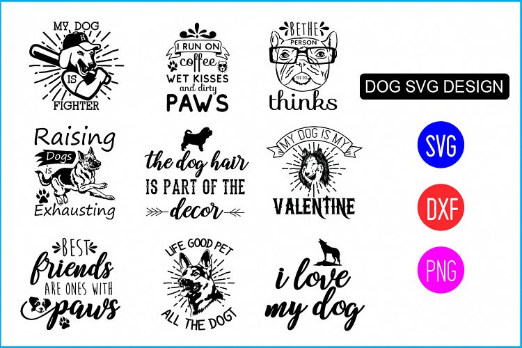 9 Dog Quotes SVG Design Bundle Vol 3.
