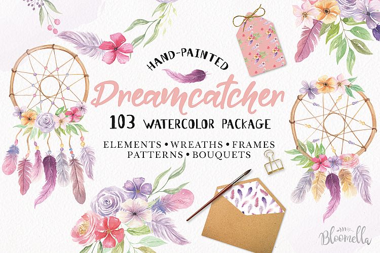 Dreamcatcher Creator Package HUGE Watercolor Floral Boho Set