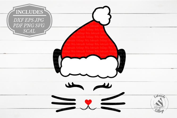 Santa Cat Face Santa Claus Christmas SVG Design