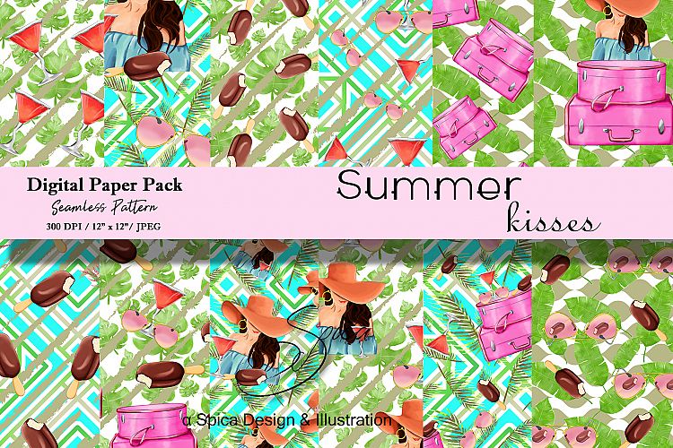 Summer kisses digital paper