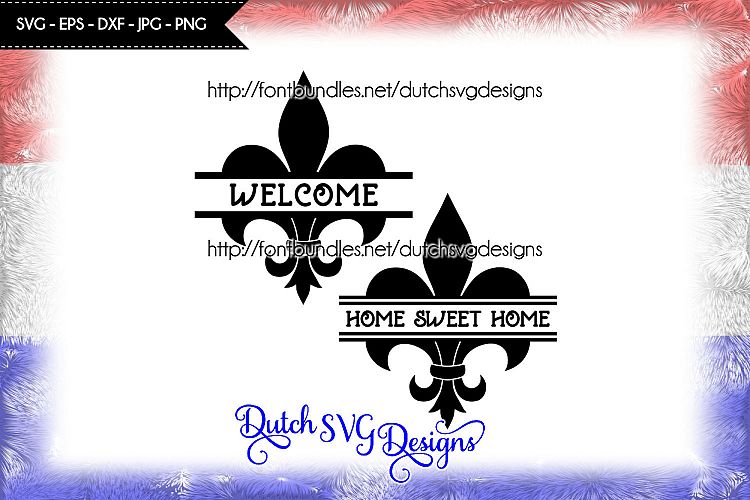 2 French lily split border cutting files, in Jpg Png SVG EPS DXF, for Cricut & Silhouette, fleur de lis svg, french lily svg, split monogram