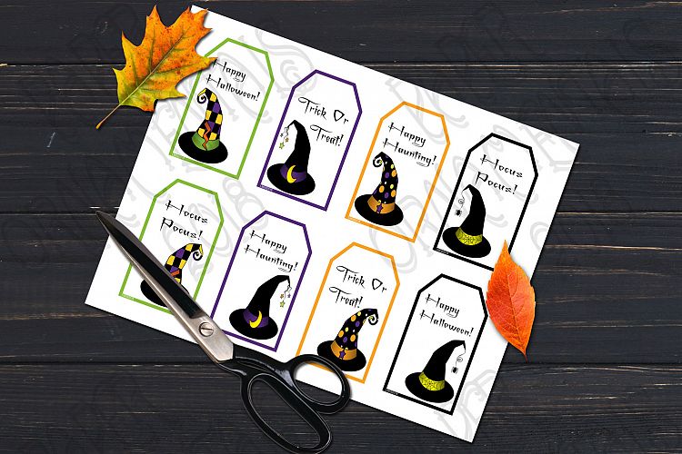 Printable Halloween Gift Tags, Witch Hat Gift Tags