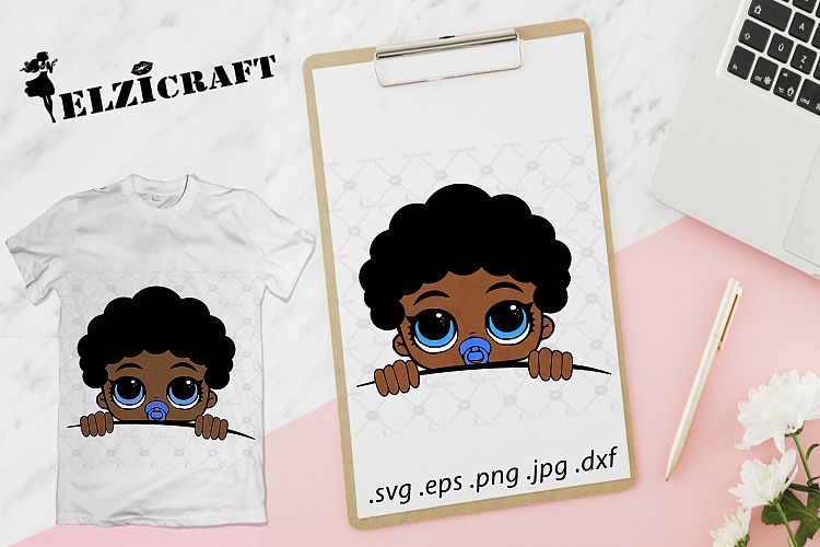 Download Afro Peeking Baby Boy SVG Cut File