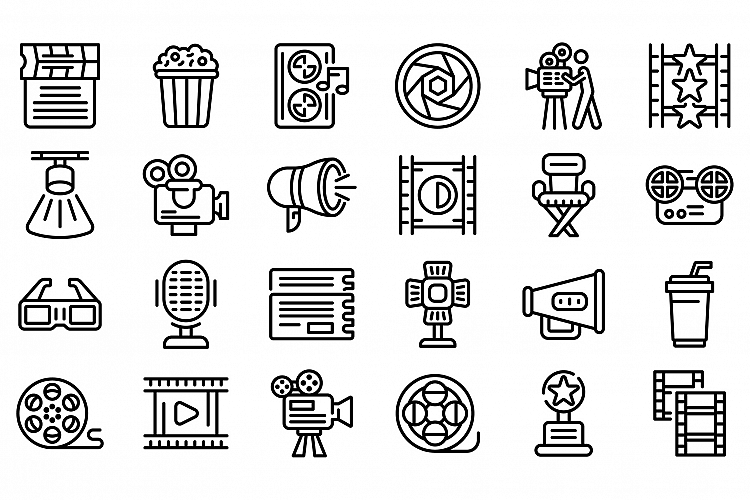 Cinematographer icons set, outline style example image 1