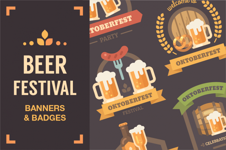 Oktoberfest beer festival banners and badges