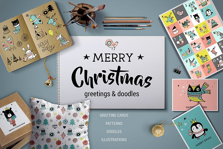 Merry Christmas greetings & doodles 