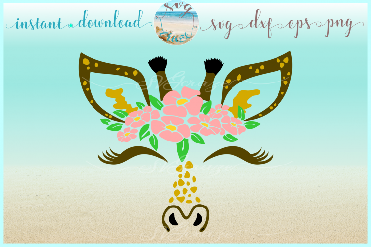 Giraffe Face With Flowers Svg Dxf Eps Png Svg Files