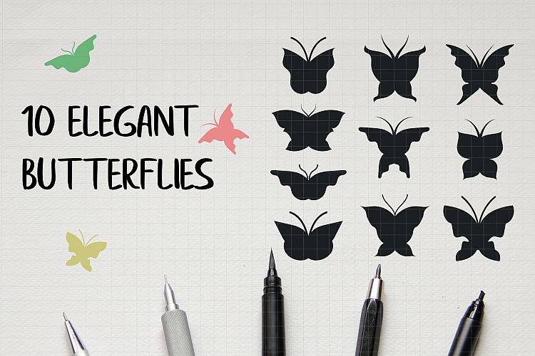 Vector Butterfly Clipart Pack Hand Drawn Cutting Files EPS