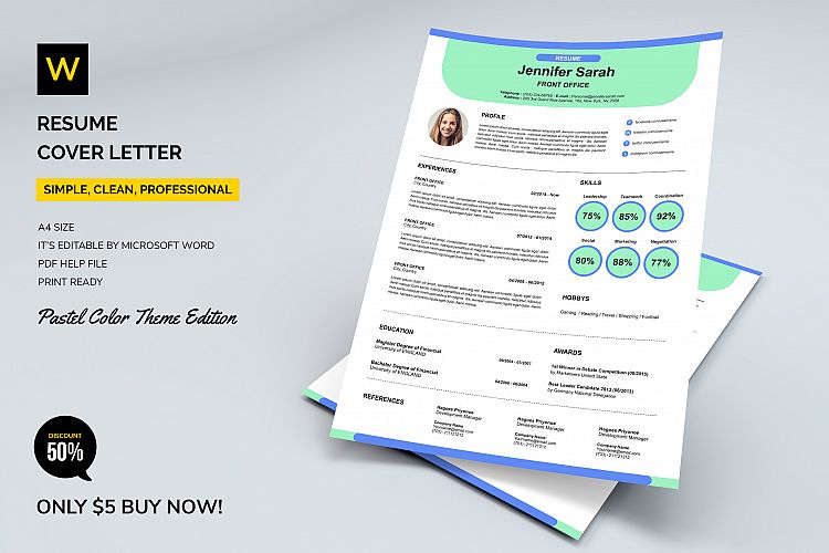 Resume / Cover Letter - Pastel Colors