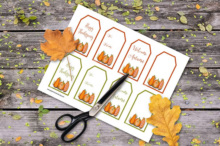 Printable Autumn Gift Tags, Pumpkin Trio Gift Tags