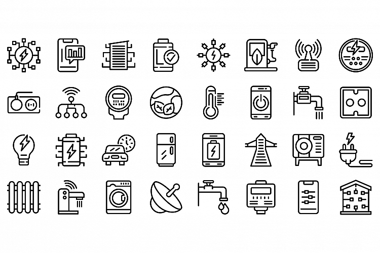 Smart consumption icons set, outline style example image 1