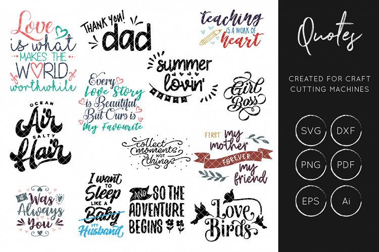 Quotes Bundle SVG, Quote SVG Cut File, Inspirational Quote