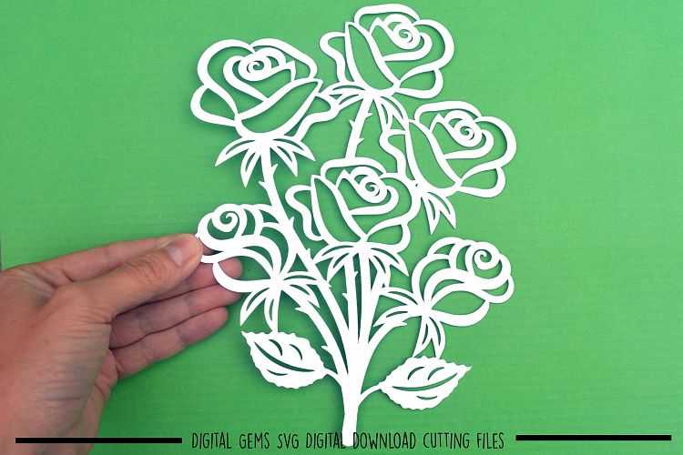 Rose bouquet paper cut SVG / DXF / EPS files