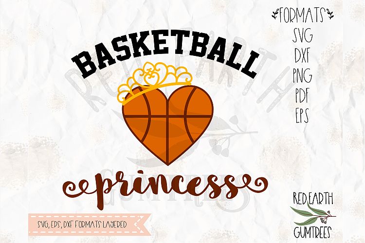 Basketball princess with crown in SVG,DXF,PNG,EPS,PDF format