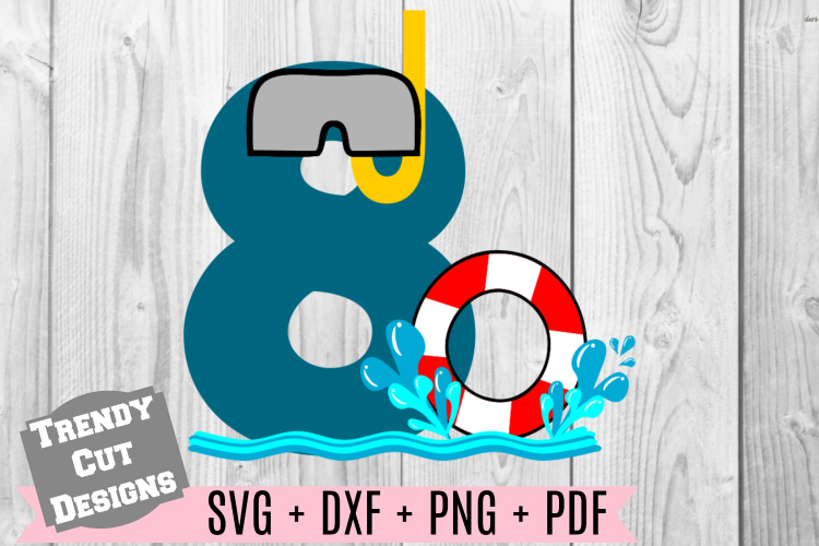 Pool Party Number 8th Birthday SVG