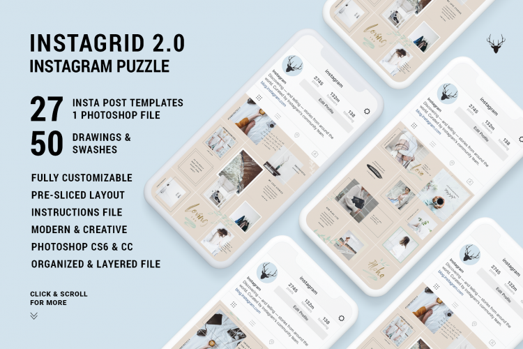 InstaGrid 2.0 - Instagram Puzzle, Instagram Grid Template