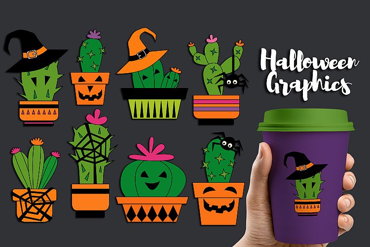 Cute Cactus Halloween Clip art Graphics and Illustrations