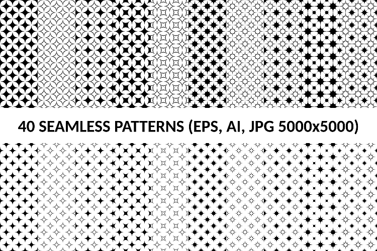 40 Seamless Curved Star Patterns Ai Eps Jpg 5000x5000 Backgrounds Design Bundles
