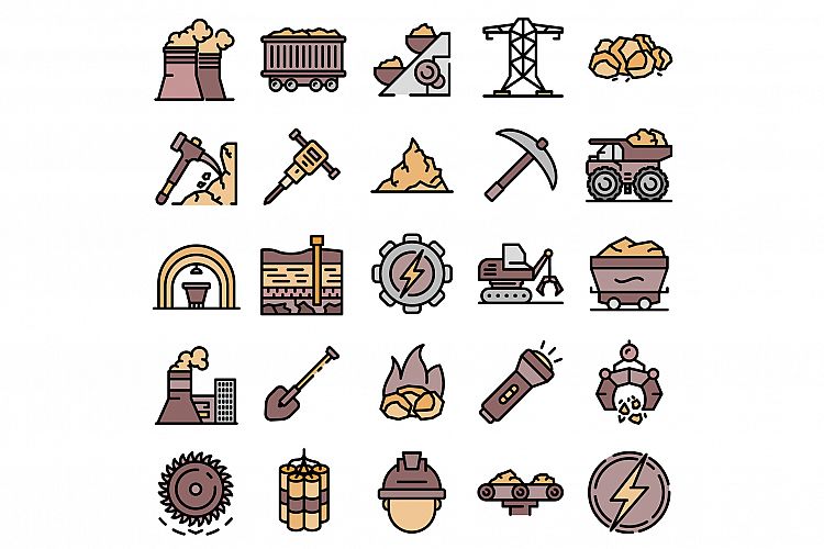 Coal industry icons vector flat example image 1