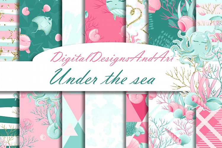 Sea animals digital paper