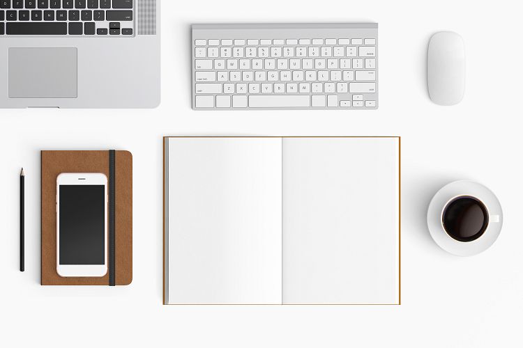  Modern workplace. Top view. Flat lay style. 29