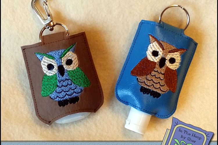 ITH Howard the Owl Hand Sanitizer Holder- Snap Tab (5x7 Hoop) - Machine Embroidery