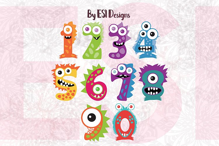 Monster Number Designs 0-9 | SVG DXF EPS PNG