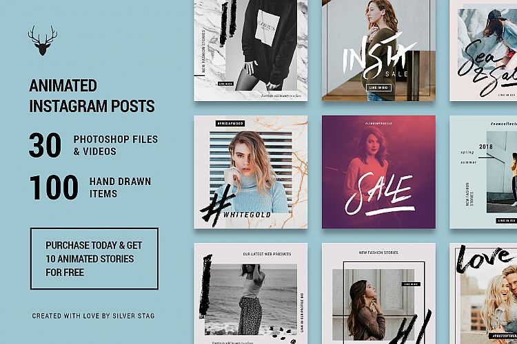 ANIMATED Hand-Drawn Instagram Posts - ANIMATED Creative Hand Drawn Instagram Post Templates