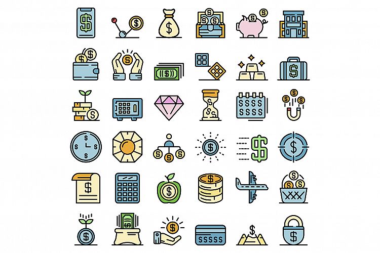 Millionaire icons set vector flat example image 1