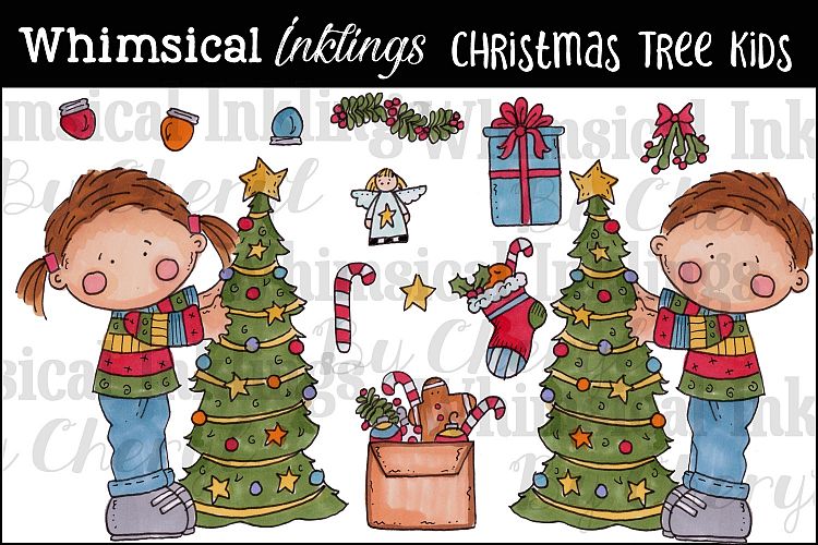 Christmas Tree Kids Clipart Collection
