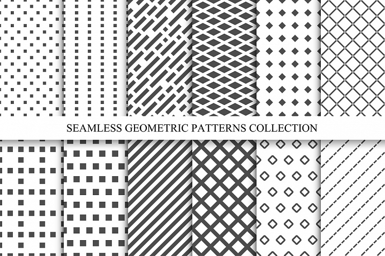 Seamless geometric patterns set.