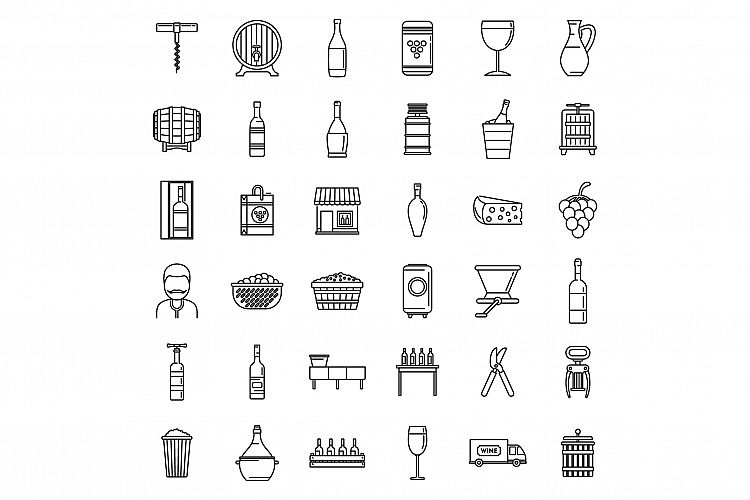 Modern winemaker icons set, outline style example image 1