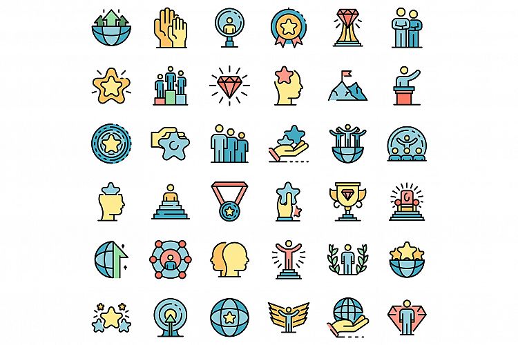 Excellence icons set vector flat example image 1