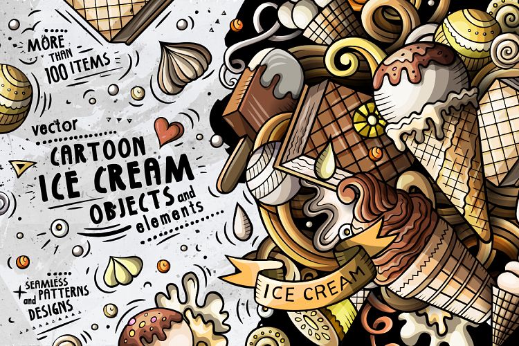 Ice-Cream Cartoon Doodle Big Pack
