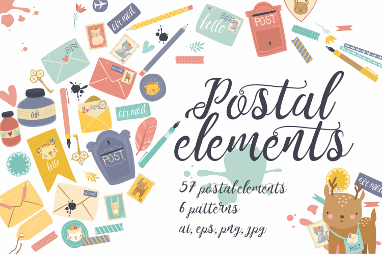 Postal set (eps, ai, png, jpg)