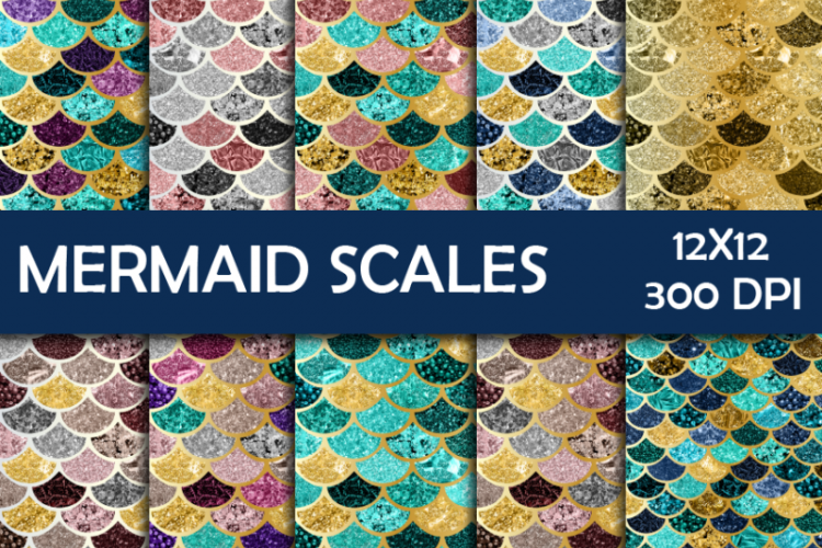 Glitter Mermaid Scales Digital Paper