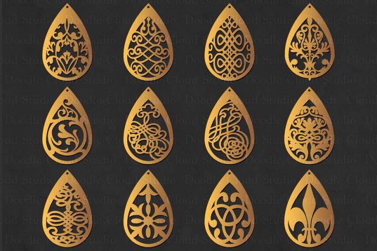 Earring svg, Earring Templates , Jewelry, Pendant SVG, Teardrop with hole cut files