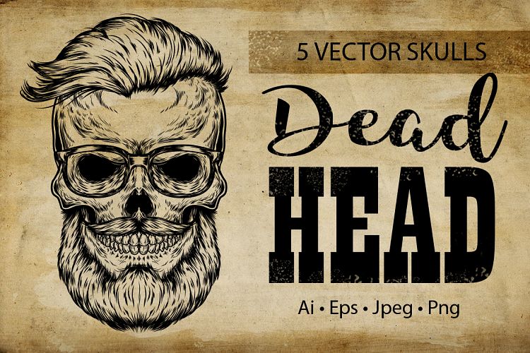 Vintage hipster skull