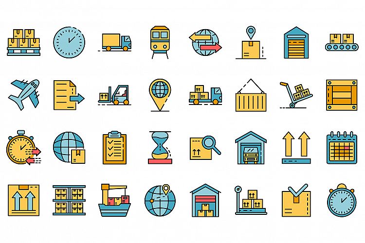 Goods export icons set vector flat example image 1