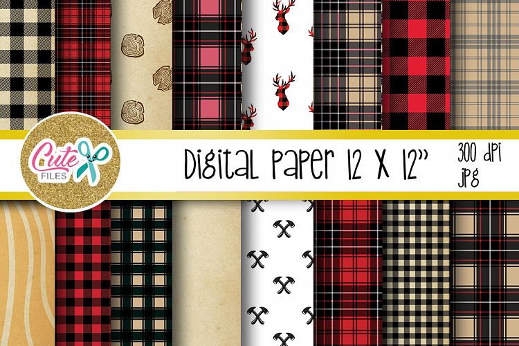 Buffalo plaid pattern, Lumberjack digital paper