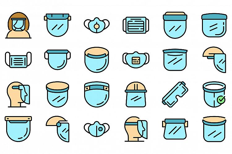 Face shield icons set vector flat example image 1
