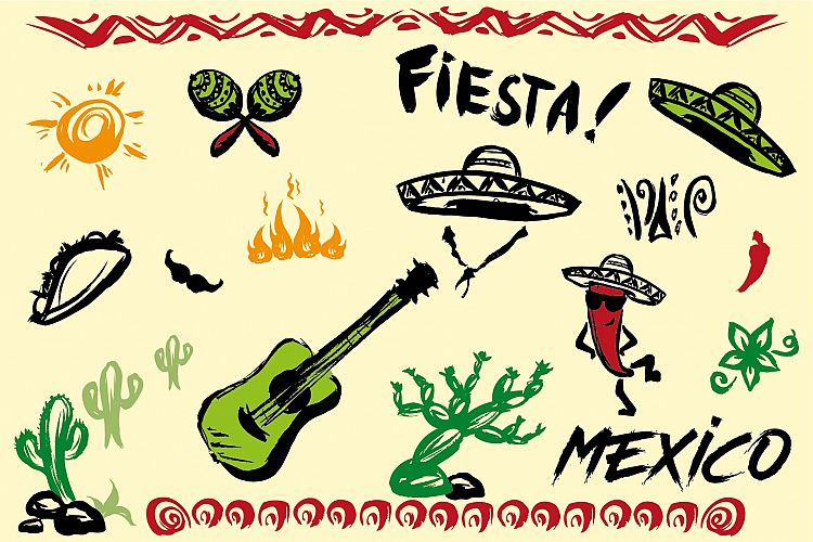 Mexico hand drawn elements