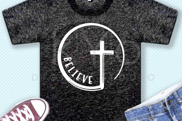 Believe Christian Cross Circle SVG DXF PNG EPS files He is risen svg Church svg christian svg believe svg bible svg