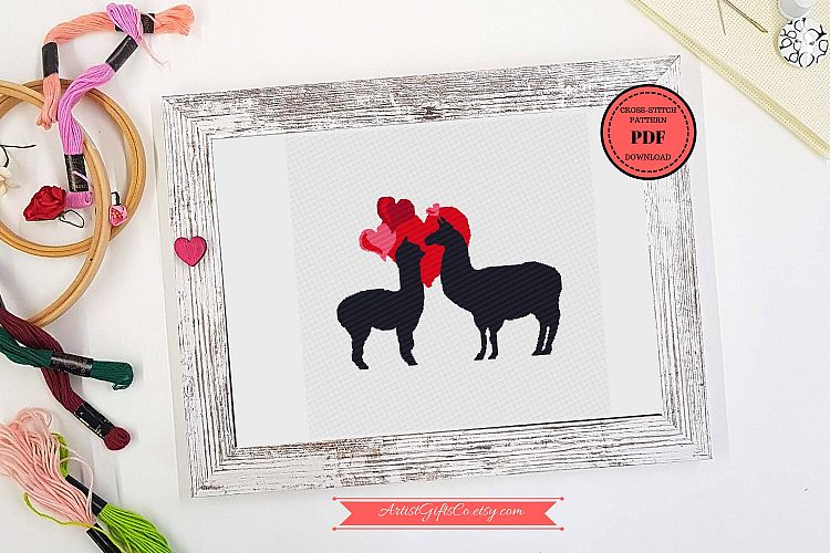 Llama Cross Stitch Pattern PDF Cute llama embroidery